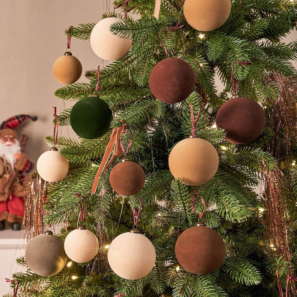Jornoy 16 Count Shatterproof Christmas Baubles Set Earth Tone Ornaments